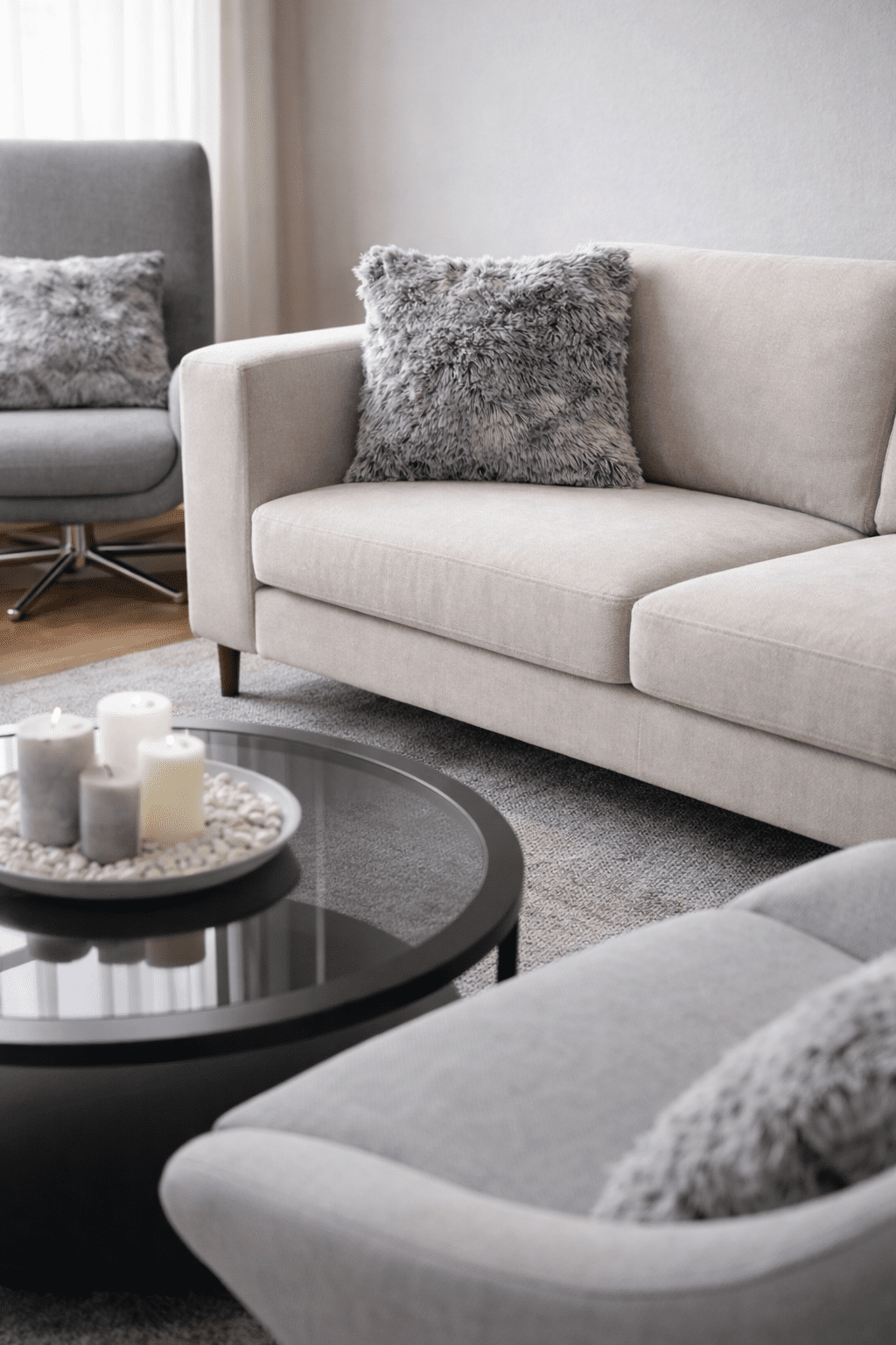 Sofa und Sessel in der Nahaufnahme