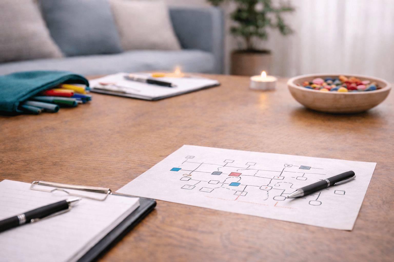 Tisch mit Dokumenten