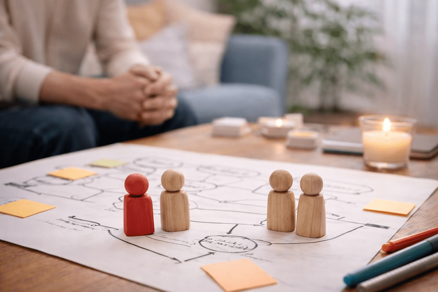 Holzfiguren die auf einem Diagram stehen (Symbolbild)